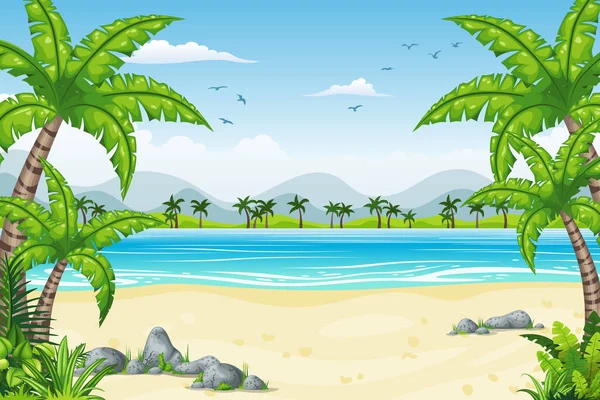 Illustration d'un paysage côtier tropical — Image vectorielle