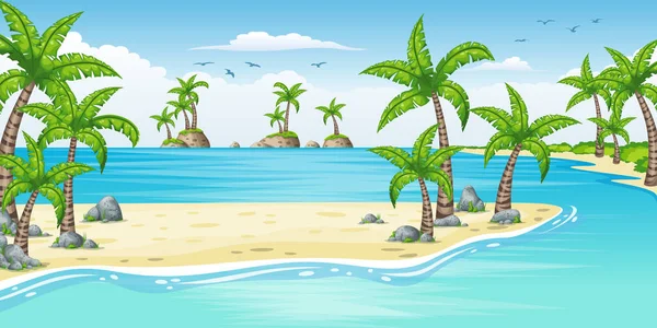 Illustration of a tropical coastal landscape — Stock Vector