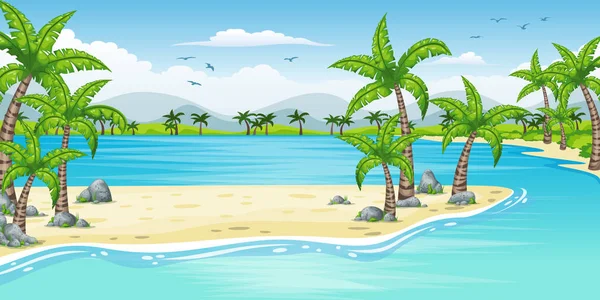 Illustration d'un paysage côtier tropical — Image vectorielle