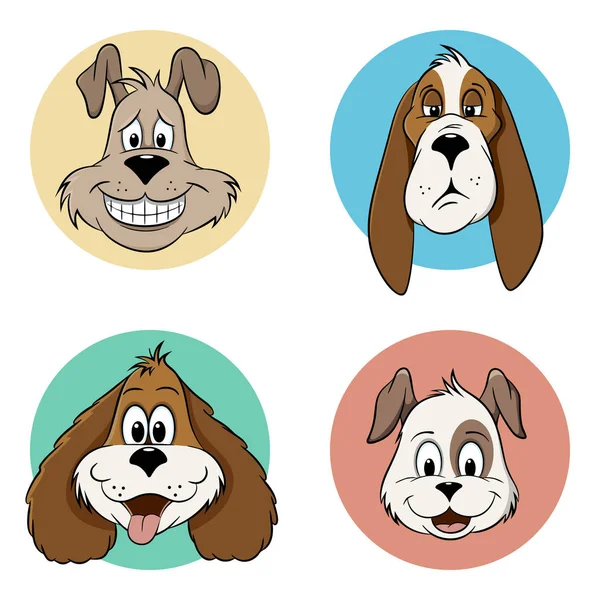 Ilustrace některých ikon avatar psa kreslený — Stockový vektor