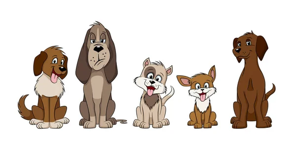 Beş komik karikatür köpek resmi