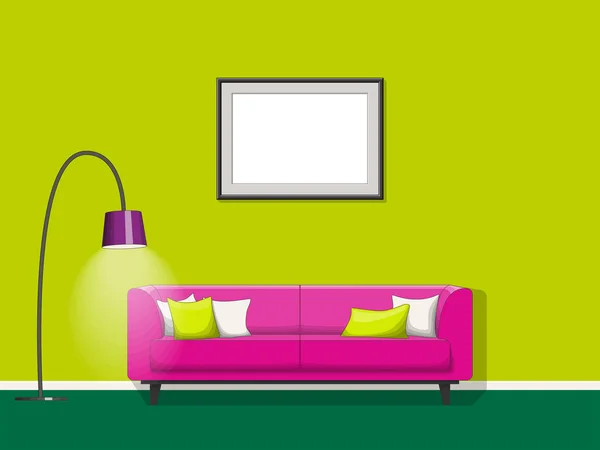 Illustration of a colorful living room — Stock Vector