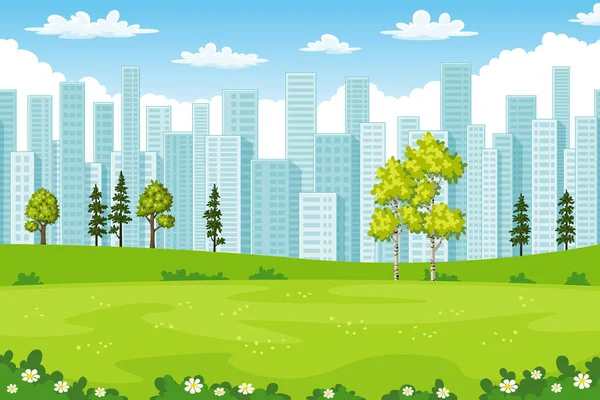 Ağaçlar ve çiçeklerle rual yaz cityscape