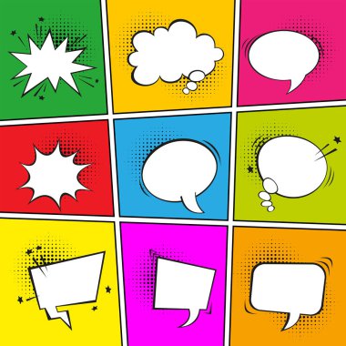 Renkli boş pop sanat retro kabarcık konuşma topluluğu 