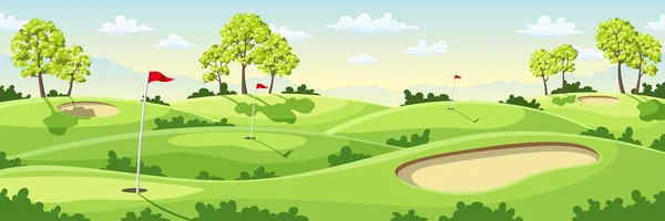 Campo de golf con banderas — Vector de stock