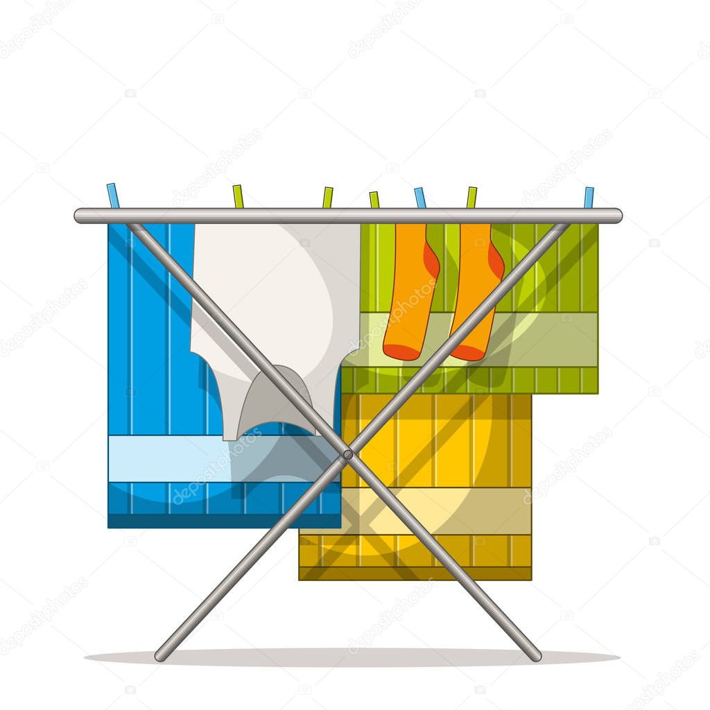 Clothes rack with laundry