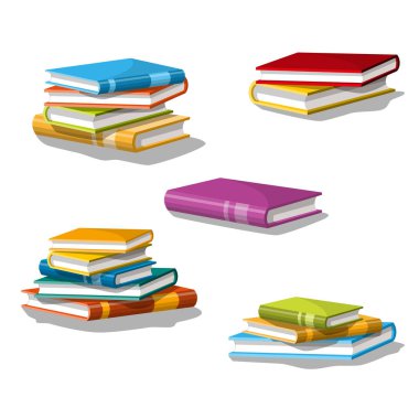 Farklı yığın kitap koleksiyonu. 