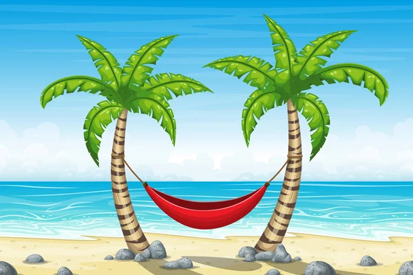 Tropical Beach táj Hammrock — Stock Vector