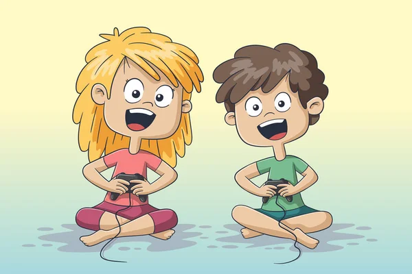 Boy And Girl Playing — Stock Vector