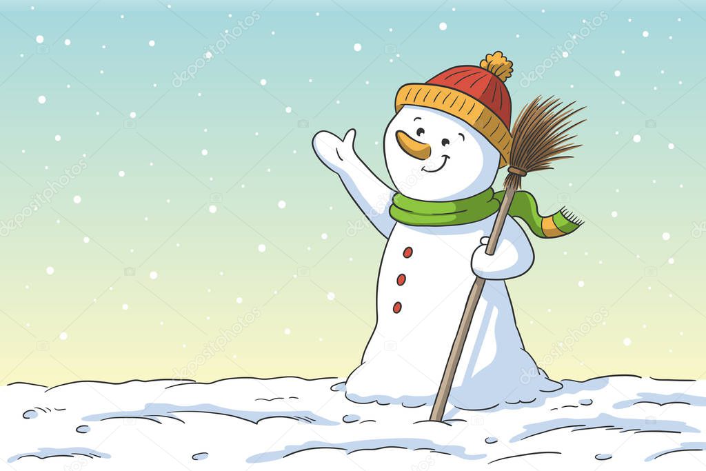 Cute Cartoon Snowman