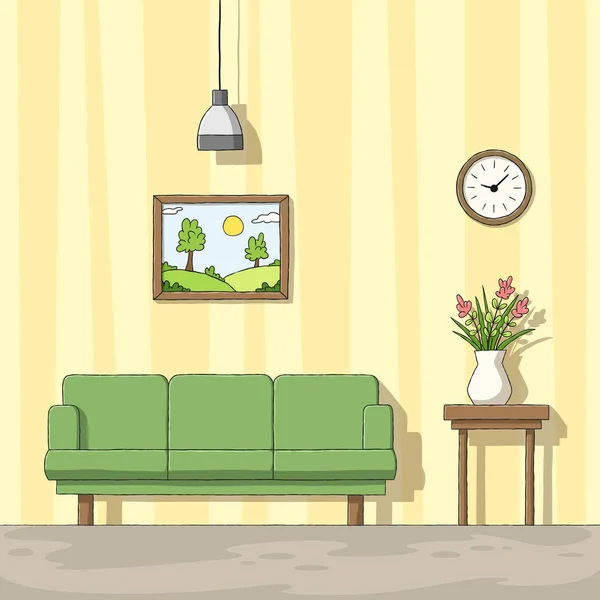 Interior de una sala de estar — Vector de stock