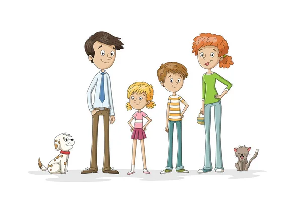 Family With Pets — Stock Vector