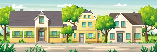 Modern Houses with Garden — Stock Vector