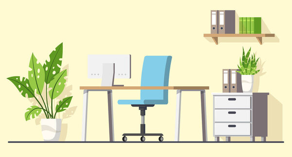 Oficina moderna, Diseño de interiores — Vector de stock