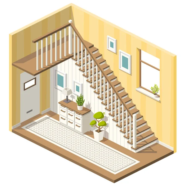 Isometrische Halle mit Treppen — Stockvektor