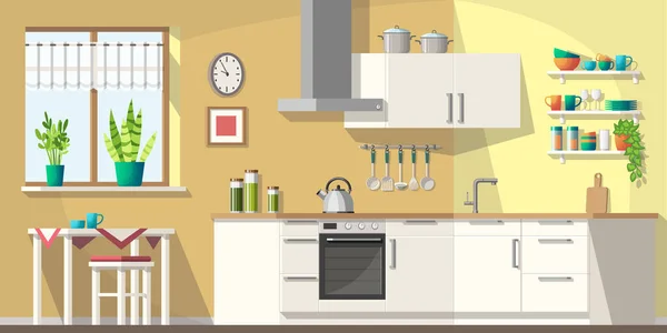 Keuken met meubilair — Stockvector