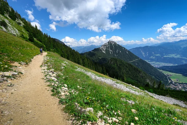 Camino a través del paisaje montañoso de verano en los Alpes austríacos, Tirol, cerca de Achensee . —  Fotos de Stock
