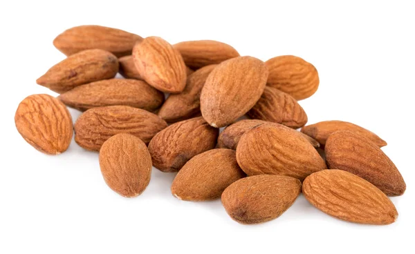 Almond nuts handful almonds isolated on white — Φωτογραφία Αρχείου