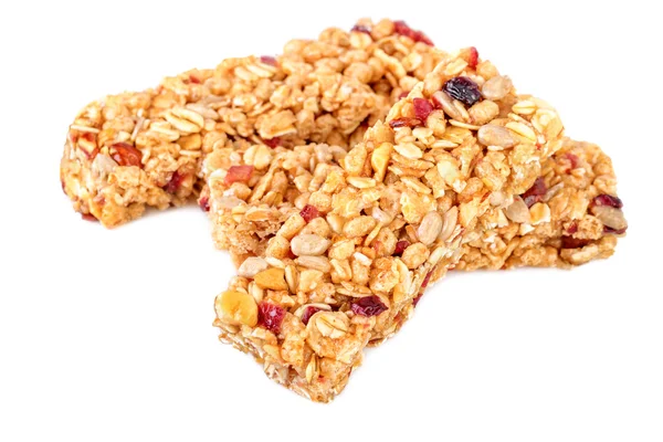 Granola bar muesli su bianco Foto Stock