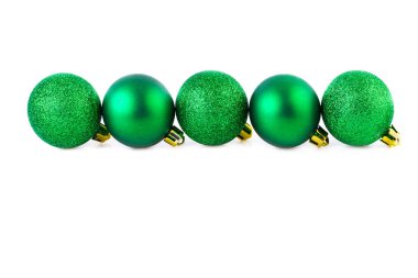 Yeşil Noel topları düz çizgi ile kopya alanı