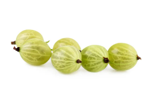 Gooseberry de cerca. Grosellas verdes aisladas sobre fondo blanco —  Fotos de Stock