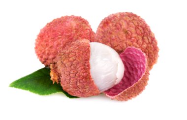 lychee Çin tropikal meyve üzerinde beyaz izole