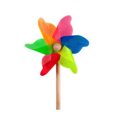 Windmill multicolor Pinwheel toy garden wind spinner on white inside clipping path