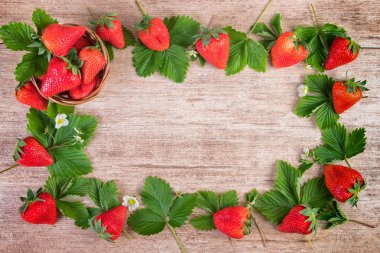 Çilek parlak arka plan çerçeve çilek