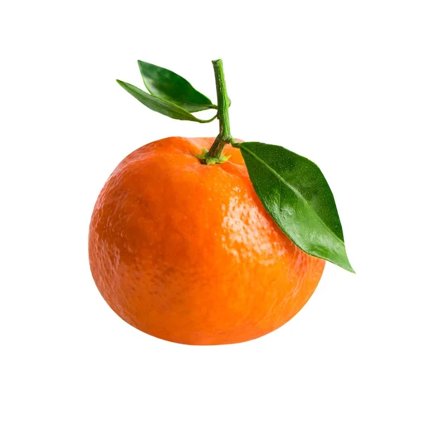 Mandarin Beyaz Kırpma Yoluyla Yakın Çekim Bir Mandalina — Stok fotoğraf