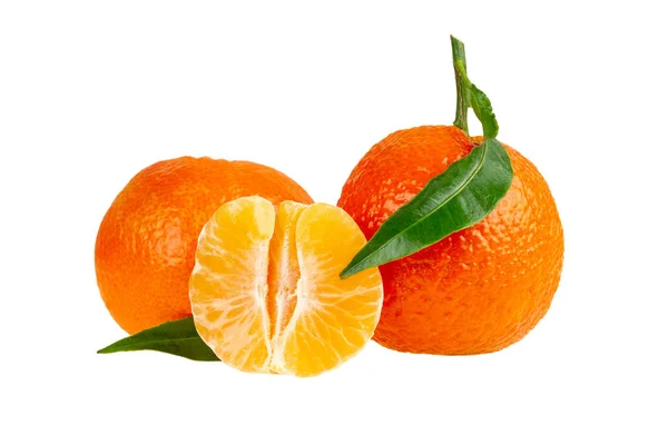 Närbild Mandarin Frukter Isolerad Vit — Stockfoto