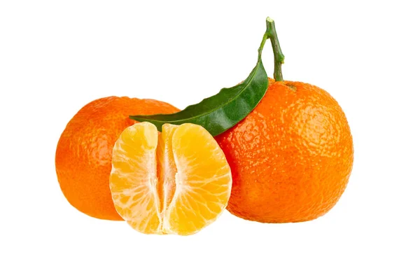 Friss Mandarin Gyümölcs Fehér Alapon Izolálva — Stock Fotó
