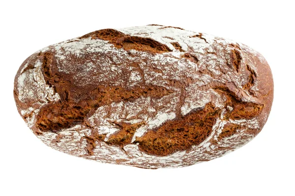 Žitný Chléb Tmavou Kůrkou Pohled Shora Žitný Bochník Chleba Izolovaný — Stock fotografie