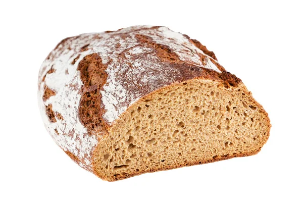 Helft Van Brood Rogge Donker Brood Wit Geïsoleerd — Stockfoto