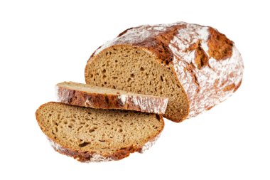 loaf of rye bread sliced isolated on white background clipart