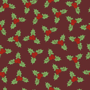 Vintage Dikişsiz Noel desen holly çilek ile