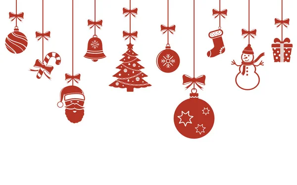 Christmas hanging ornaments background. — Stock Vector