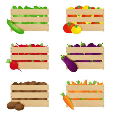 Sonbahar sebze ahşap kutular