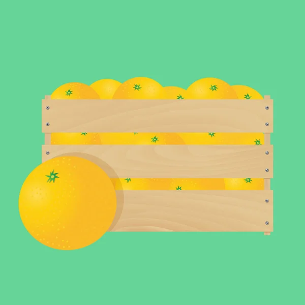 Naranja dulce en caja de madera — Archivo Imágenes Vectoriales