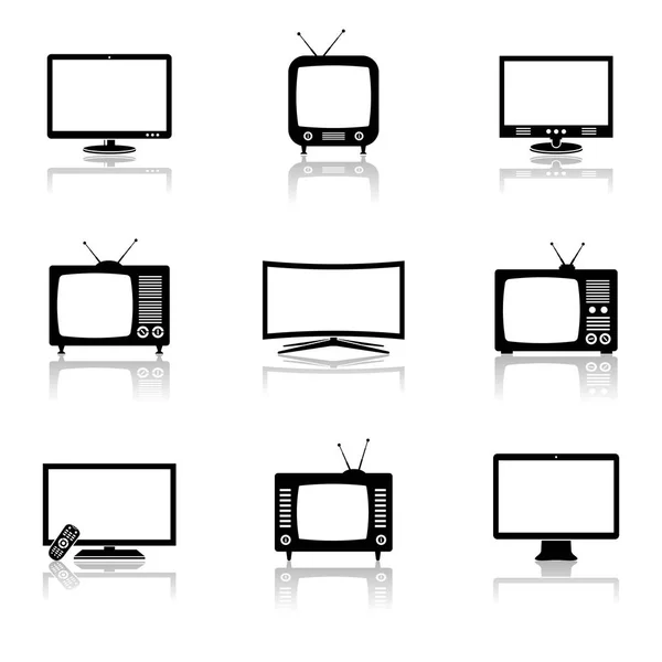 Ensemble vectoriel d'icônes TV — Image vectorielle