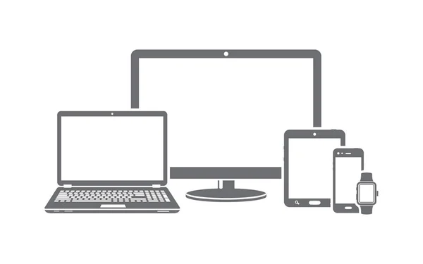 Icônes de dispositif de conception sensible pour la présentation — Image vectorielle