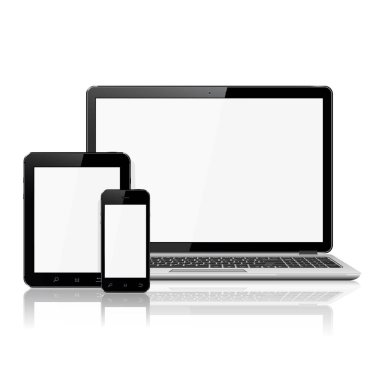 Dizüstü bilgisayar, akıllı telefon ve tablet mockup