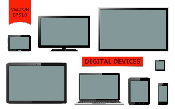 Vari dispositivi digitali moderni — Vettoriale Stock
