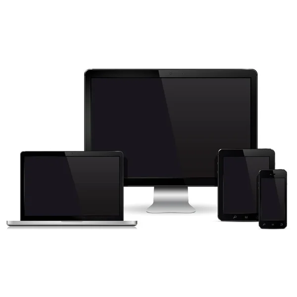 Monitor komputerowy, laptop, tablet pc, telefon komórkowy — Wektor stockowy