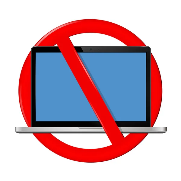 Niet het gebruik van het teken van de laptop — Stockvector