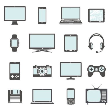 Modern dijital cihazlar ve elektronik becerikli alet simgeler