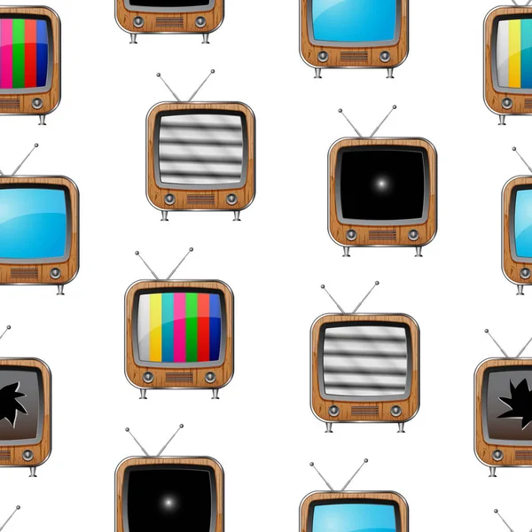 Verschiedene Retro-Fernseher. nahtloses Muster — Stockvektor