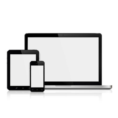 Dizüstü bilgisayar, tablet ve akıllı telefon mockup