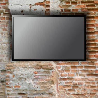 Blank tv on the brick wall clipart