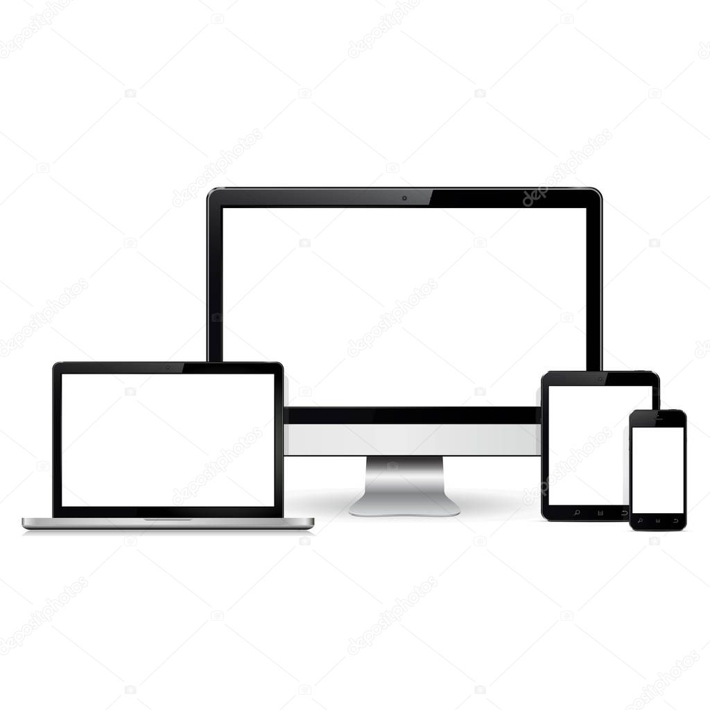 Set of modern technology devices template