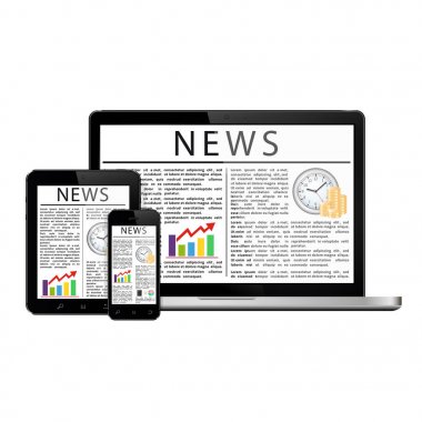 Dijital cihazlar ekranlarında haber makaleleri